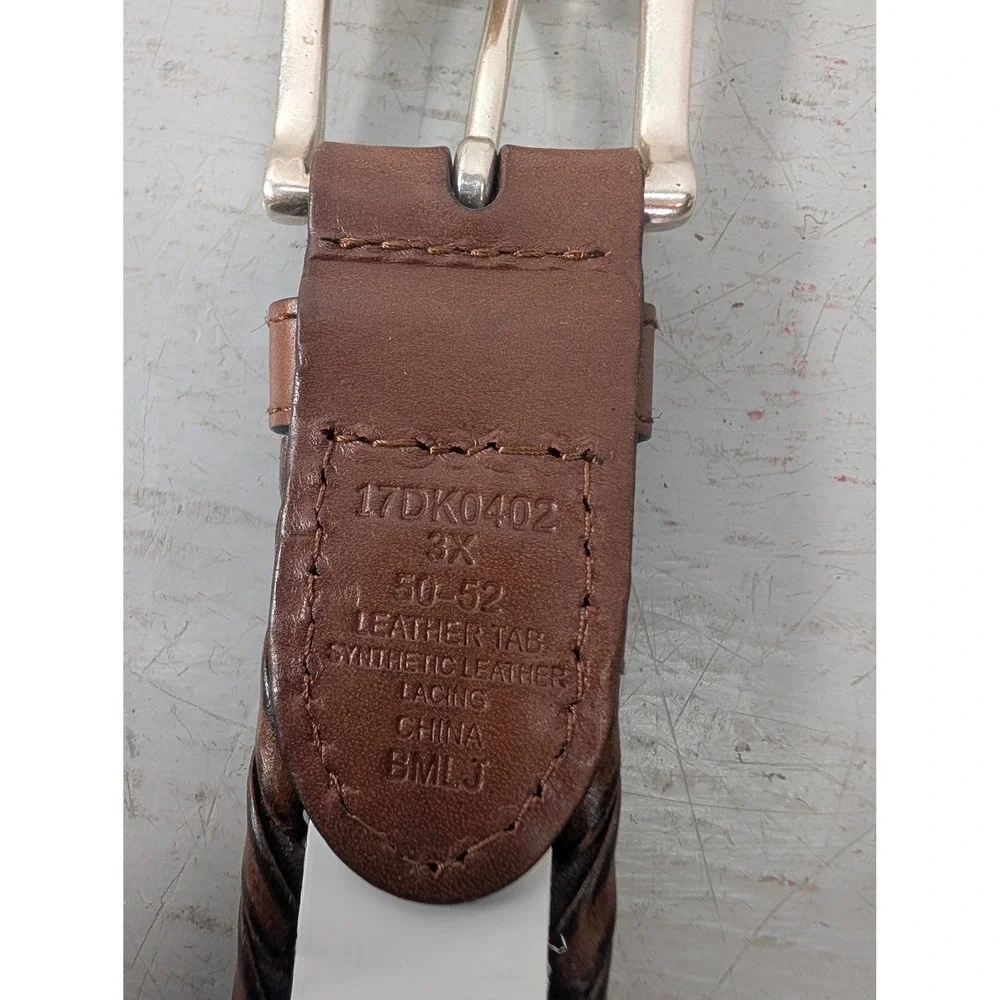 Dockers Braided Belt Tan Brown Woven Leather Tab Men's 3X 50-52 17DK0402‎ NEW